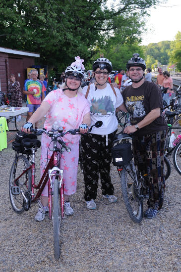 Pajama-clad Night Riders prepare to start