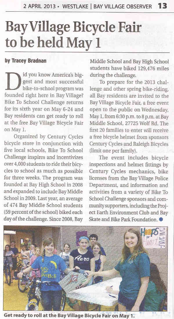 Scan of April 2, 2013 Westlake Bay Village Observer article