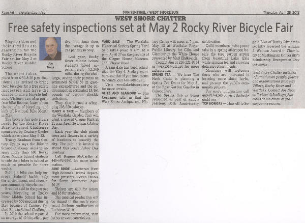 Scan of April 25, 2013 West Shore Sun article Scan of April 25, 2013 West Shore Sun article