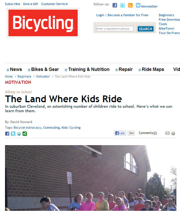 Screen shot of May 2013 Bicycling Magazine article Screen shot of May 2013 Bicycling Magazine article