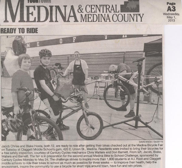 Scan of May 1, 2013 Medina Gazette article