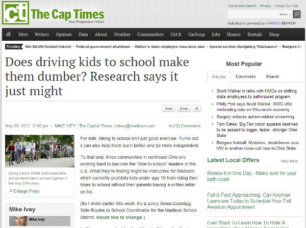 Screen shot of May 9, 2013 The Capital Times article Screen shot of May 9, 2013 The Capital Times article