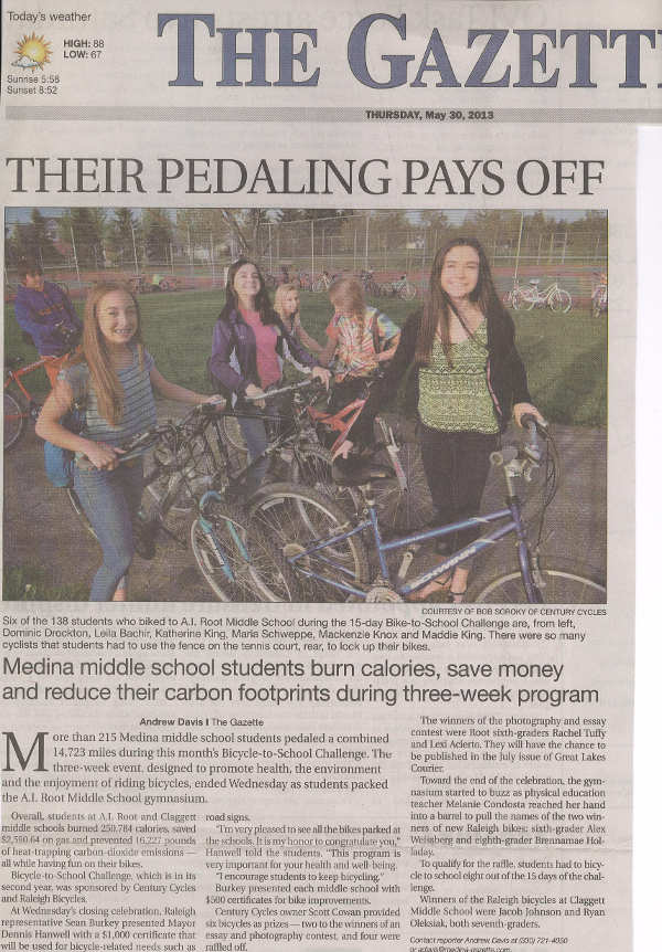 Scan of May 30, 2013 Medina Gazette article