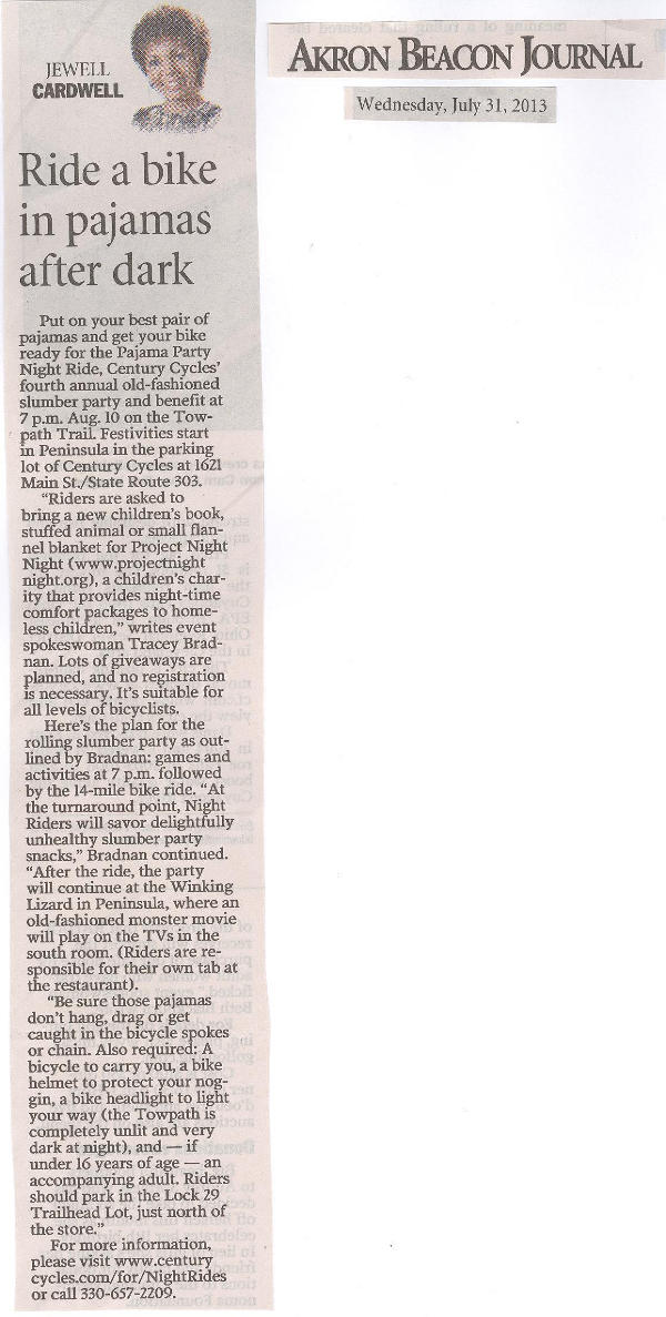 Scan of July 31, 2013 article from the Akron Beacon Journal