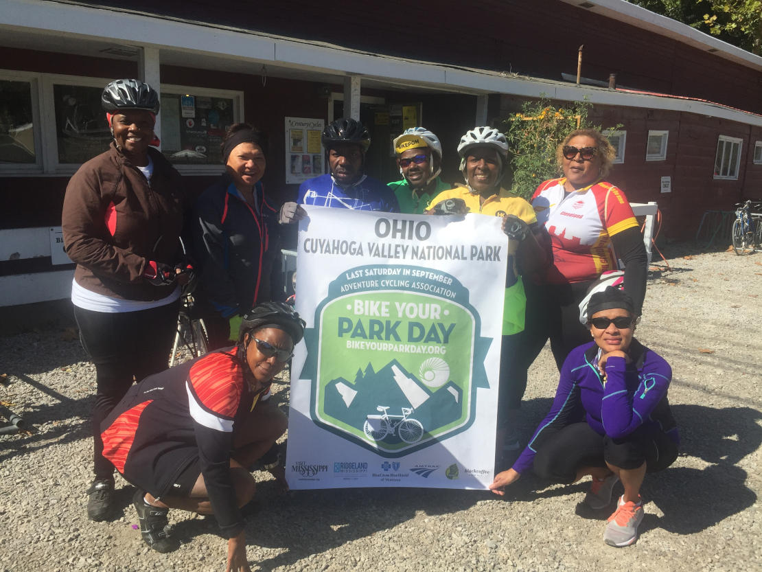 Visitors at Century Cycles in Peninsula on Bike Your Park Day in 2017